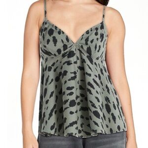 Olive leopard print top